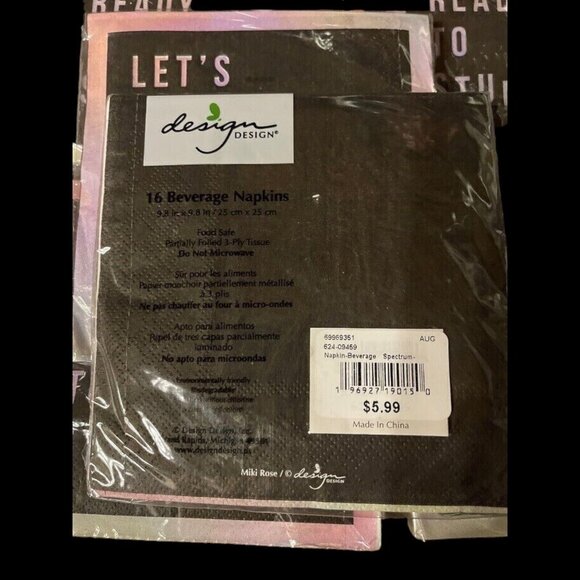 Cocktail Napkins By Design Design "Let's Get Ready to Stumble" Lot 21 New - Picture 2 of 2